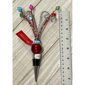 Bead & Wire Metal Bottle Stopper NEW Colorful Beaded bar wine gift NWT Silvestri